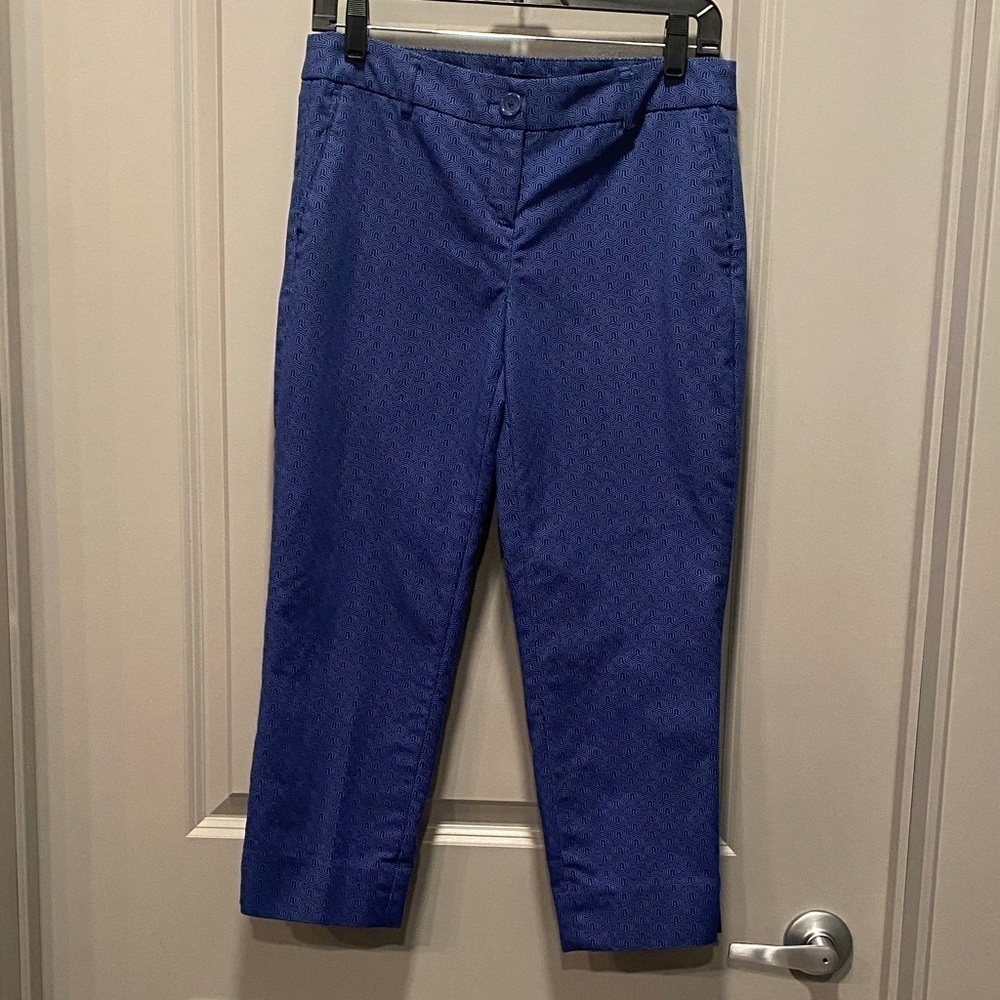 Hilary Radley Navy Cropped Pants Geometric Ankle Workwear Business Casual 4